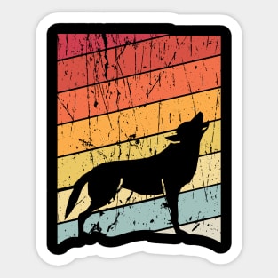 retro wolf howling Sticker